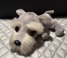 Russ Berrie "Arley The Schnauzer" Retired Big Eyes Gray Puppy Dog Stuffed Plush
