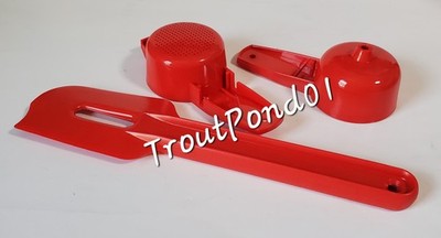 Tupperware Gadgets Set 3 Mini Strainer Sifter Funnel Paddle Scraper Holiday Red