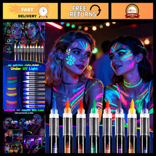 Neon Glow in the Dark Face Paint Markers - 10 Colors Body Art Pens for Parties