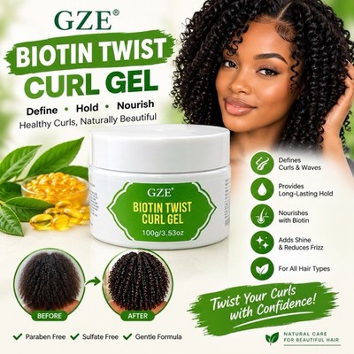 Biotin Twist Curl Gel Hair Growth Hydrating Styling Gel with Biotin Defines Curl