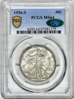 1936 S WALKING LIBERTY HALF DOLLAR PCGS & CAC MS64 GOLD SHIELD LABEL