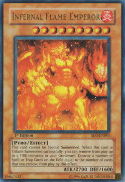 YuGiOh Infernal Flame Emperor SD3-EN001 Ultra Rare Englisch Played 1st