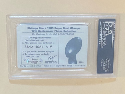 PSA DNA Walter Payton carta telefonica firmata inchiostro argento Chicago Bears HOF AUTO - Foto 4 di 5