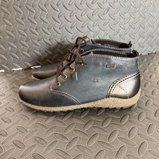 Remonte Rieker Tex Women Size 40 Ankle Boots Blue/Gray/Bronze Leather Size Zip