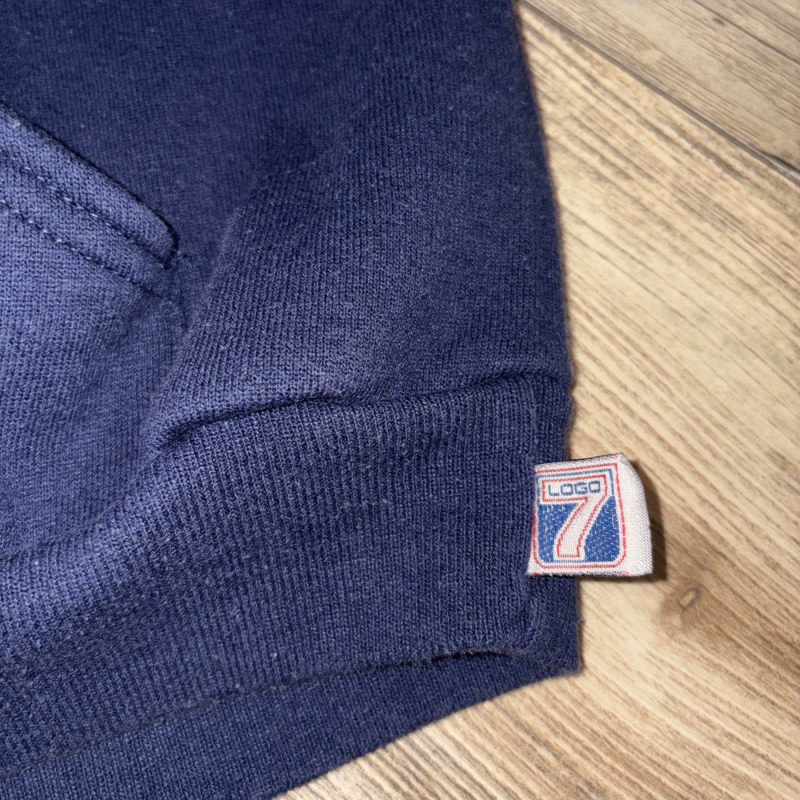 Vtg Logo 7 NY Giants NFL Hoodie Sweatshirt Men's Large Blue Pullover Retro 90s