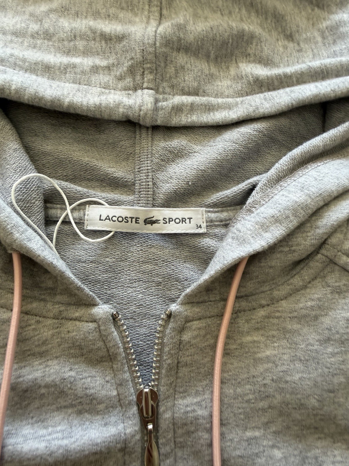 NWT Lacoste Sport Gray Full Zip Hoodie Women's Size 2 Cotton SF3823 51 thumbnail 9