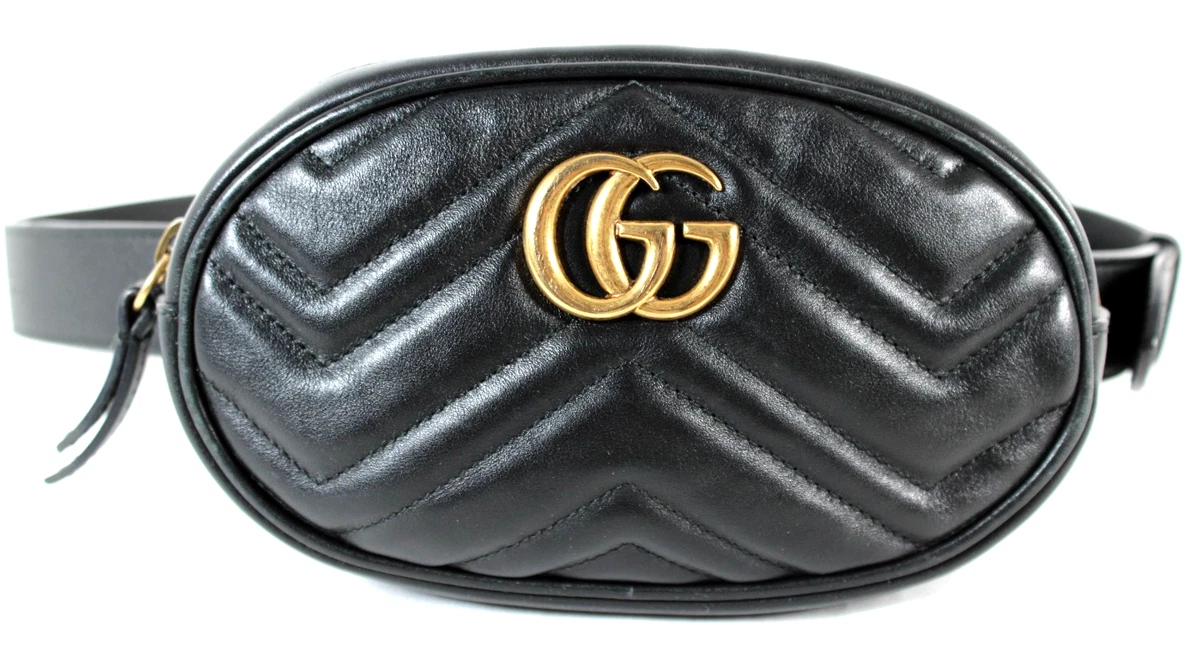 Brand new Authentic Gucci Marmont Black Leather Belt with box and bags GUCCI GG Buckle Marmont Thin Leather Belt Size 85.34 Black  main image 4