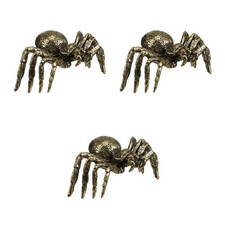  3 Pcs Brass Spider Figurine Ornamental Halloween Decor Sculpture