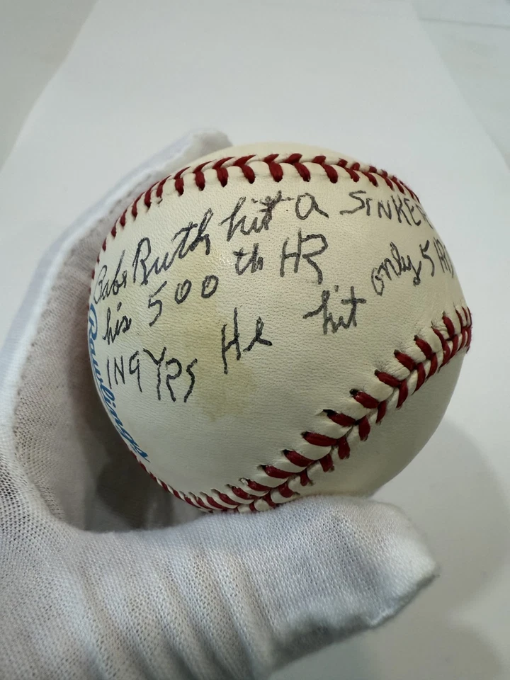 Pelota de béisbol firmada por Willis Hudlin, lanzada 500th HR de Babe Ruth, AR Sports HOF Foto 4 de 4