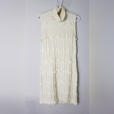 Calvin Klein Tiered Ruffle Sleeveless Sweater Dress Turtle Neck Size Medium