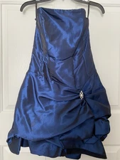 Vtg Jessica McClintock Gunne Sax Navy Strapless Formal Cocktail Prom Dress Size7