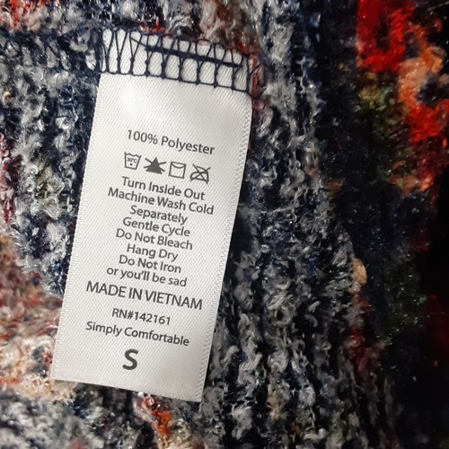 Lularoe Floral Cardigan Kimono Dark Blue Red Flowers Shimmer Women's Size Small - Picture 7 of 7