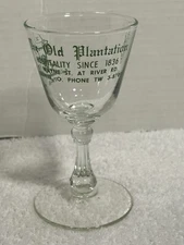 VTG THE OLD PLANTATION SMEDLAP EFFINGLASS MAUMEE OHIO DRINKING COCKTAIL GLASS A