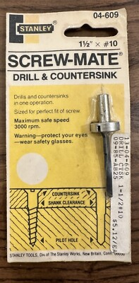 #ad VINTAGE Stanley Drill amp; Countersink 1 1 2quot; x #10 04 609 NEW OLD STOCK $7.65