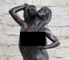 Art Deco Hand Made Artwork Sexual Nude Bronze Sculpture Marble Figure SALE
