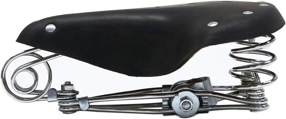 Asiento de Bicicleta Retro CUERO GENUINO De Colección Ajuste Clásico Todos los Muelles de Bicicleta Sillín Foto 3 de 4