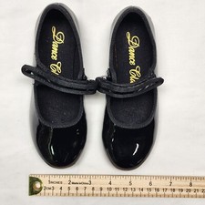TRIMFOOT Kids Tap Shoes Dance Class Girls MJ100 Size 12 Black Slip On Mary Jane