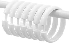 24 PCS White Plastic Shower Curtain Rings,Sturdy Easy Use Shower Curtain Hooks