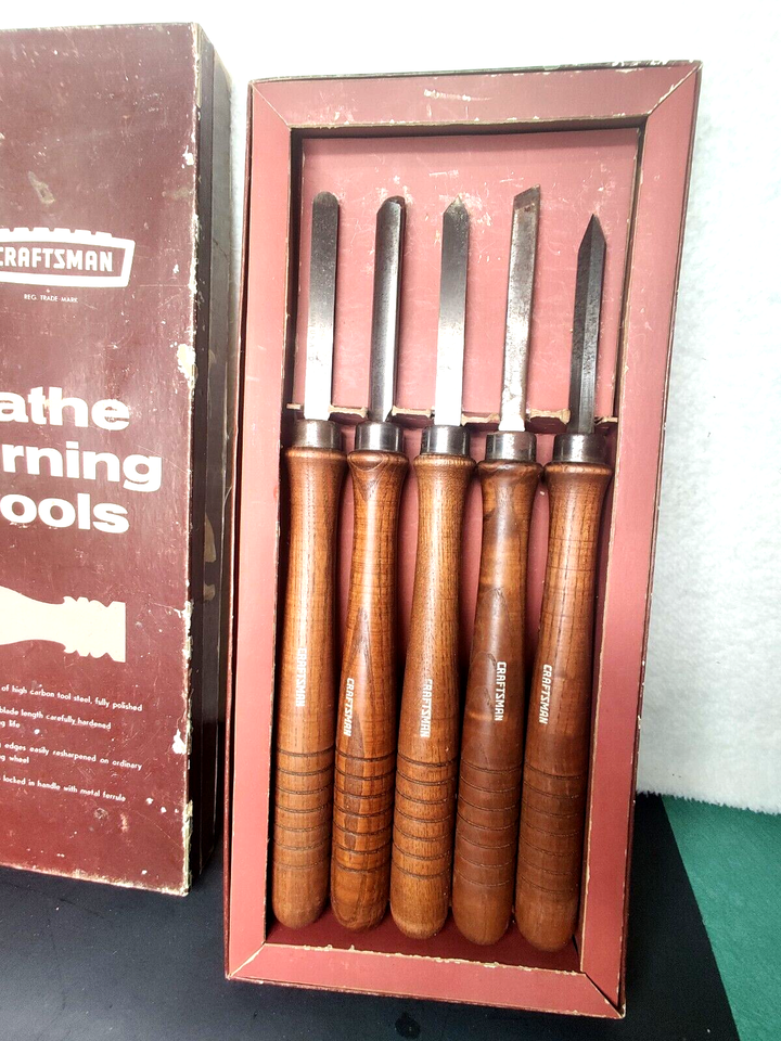 Vintage Sears Craftsman 92855 Wood Turning Lathe Tools Set Of Five