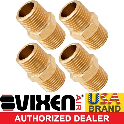 1/2" NPT MALE TO 1/2" NPT MALE STRAIGHT COUPLING BRASS FITTING 4 PACK VXA1212-4 - Picture 1 of 3