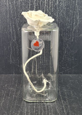 cuorematto bottiglia profumatore in vetro soffiato +fiore porcellana 6 x 12 cm