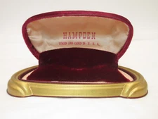 Vtg HAMPDEN Watch Case Presentation Box ONLY Velvet Hinged Clamshell Deco Style