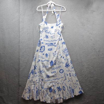 Paper Heart Vino Dress Extra Large White Blue Sun Summer Spanish Wine Tie Back