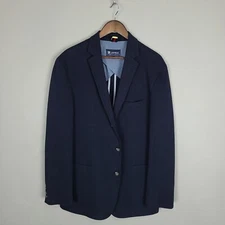 Cremieux Blazer Sport Coat Mens Large 44R Blue Jersey 3 Button University Preppy
