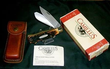 Camillus 716 Knife Dura-Stag Handles W/Rear Locks Original Packaging & Sheath