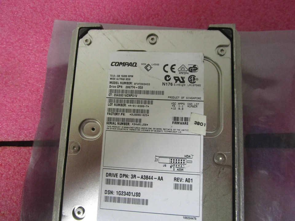 COMPAQ 72GB SCSI Hard Drive 3.5" 15K RPM 286774-003 BF07265A33  Wide Ultra 3 - Image 4 of 4