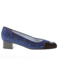 AZUREE CANNES chaussures femme Blue suede OUVRA pump with multicolor strass