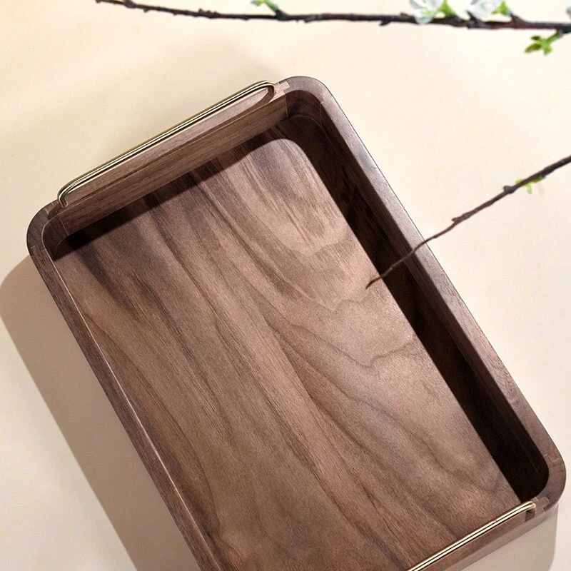 Black walnut solid wood teacup tea set coffee afternoon tableware wooden tray - Image 2 of 4