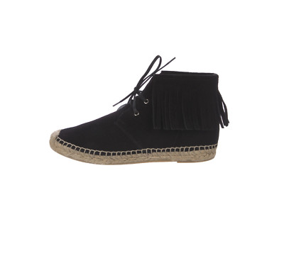 Saint Laurent Suede Fringe Espadrille Lace-Up Boots