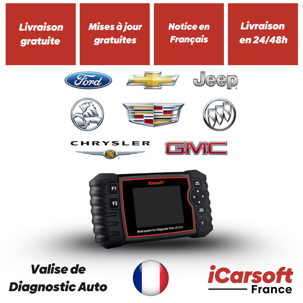 Outil Diagnostic Auto iCarsoft US V2.0 avec Mises à Jour Gratuites à Vie