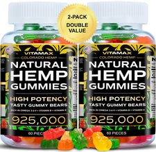 (2 Pack) Natural Gummies for Stress Relief -  For Pain, Insomnia & Anxiety 120ct