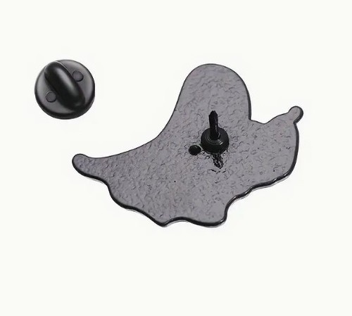 Enamel Pin Ghost with Black Kitten - Halloween Pin Cat lovers - Picture 2 of 3