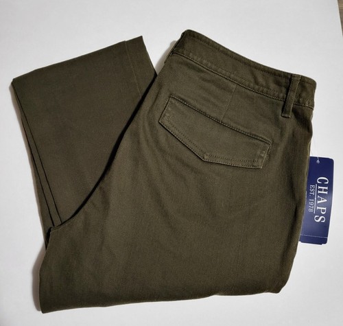 Chaps Mid Rise Straight Leg Harvard Olive Green Pants Women's Size 10 NWT