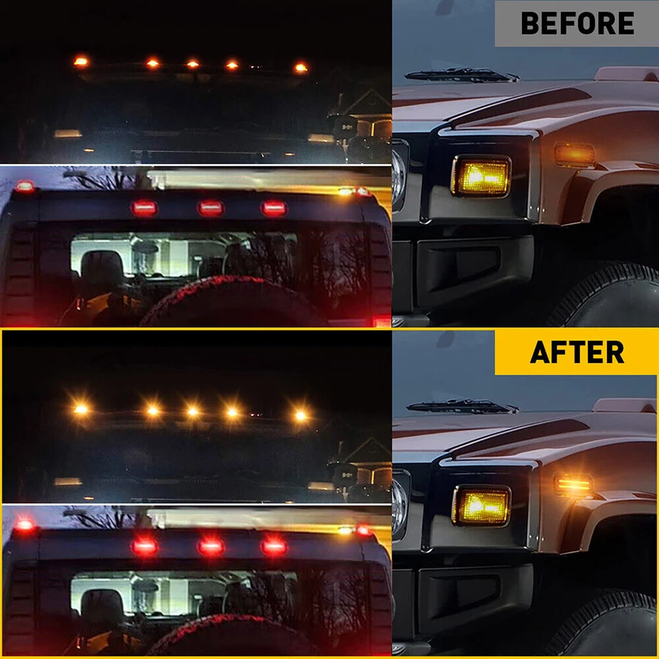 Luces de señalización laterales de techo de cabina LED para Hummer H2 2003-2009 delanteras traseras ahumadas 14 un. Foto 2 de 4