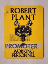 VINTAGE SATIN ROBERT PLANT WORKING PERSONNEL BACKSTAGE PASS YELLOW