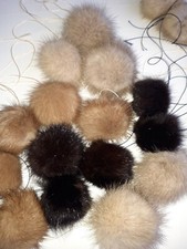 Pelzbommel Set Nerz 2 Stück Pelzbommel Accessoires Farbe Wählbar 