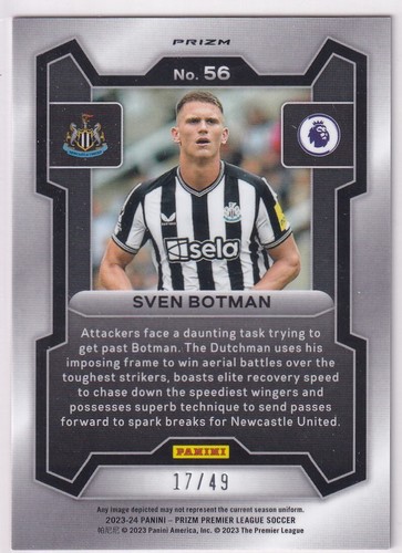 Panini Prizm 2023-24 Premier League No 56 Sven Botman Red Fast Break Disco 17/49 - 第 2/2 張圖片