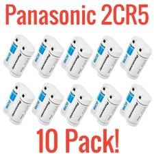 10 Pack Panasonic 6V 2CR5 Photo Lithium Battery White New DL45, KL2CR5, 5032LC