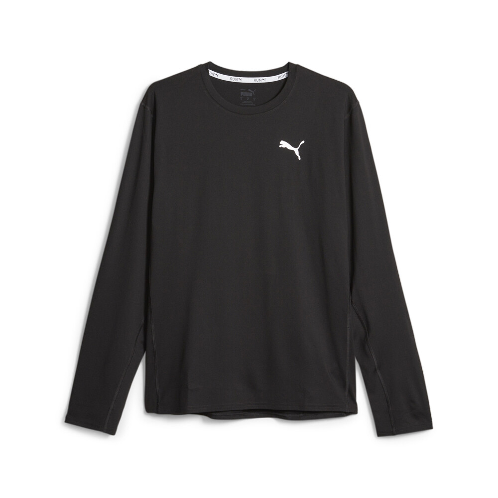 Puma Run Cloudspun Crew Neck Long Sleeve Athletic T-Shirt Mens Black Casual Tops