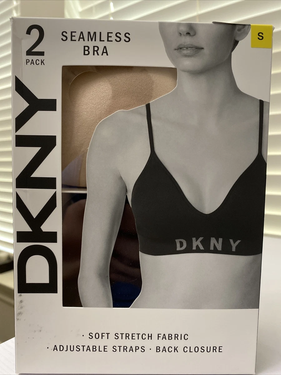 DKNY WOMEN'S SEAMLESS BRA BRALETTE 2 PACK BLACK/GLOW BRAND NEW IN BOX SMALL  ⭐