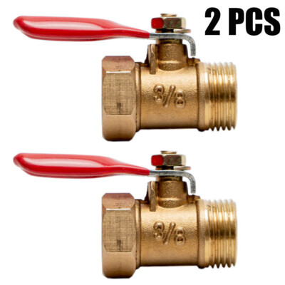 2 Pack 3/8'' Male Female NPT Brass Ball Valve Water Air Tank Drain Shut Off US##