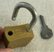 Vintage Corbin Square Shaped Padlock, with Cabinet Lock AOE92 Key
