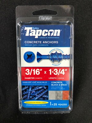 24255 Tapcon 25-Pack 1-3/4-in x 3/16-in Concrete Anchors
