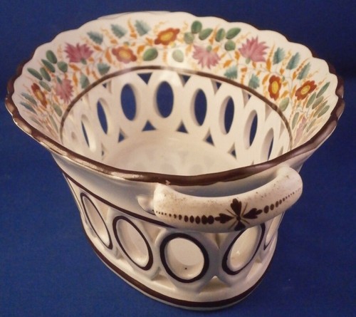Antique 19thC Spode Creamware Reticulated Basket & Stand Korb English England - Picture 8 of 11