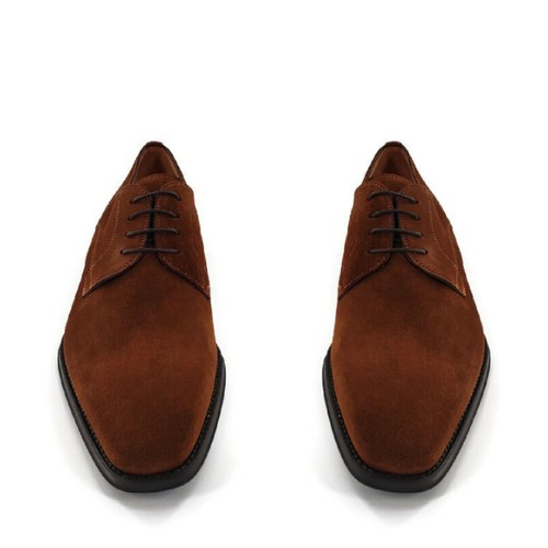 Zapatos de Vestir Magnanni Para Hombre Talla 11.5 Caballero Puntera Cuadrada Derby Marrón Gamuza Con Cordones - Imagen 8 de 12