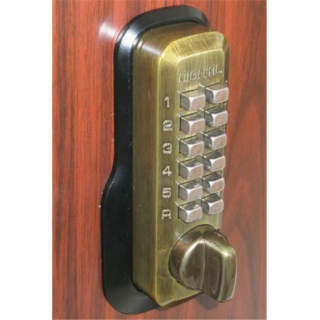 Lockey M-210-AB-EZ Mechanical Keyless Deadbolt Ez Mount Plate Lock - Antique ...-image